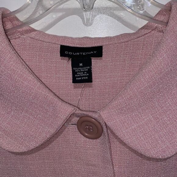 Courtenay Women's Pink 3/4‎ Sleeve Three Button Tweed Blazer Jacket Medium NWT - Picture 5 of 9